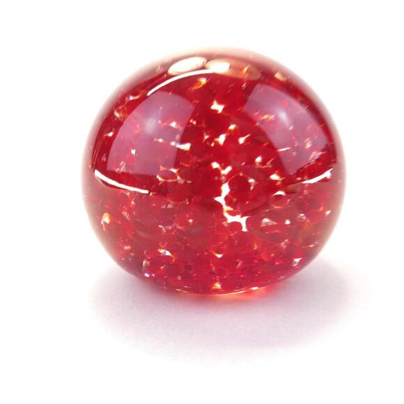 Distinctive Stamped Red & Clear Gibson Art Glass Round Paperweight - Picture 1 of 6